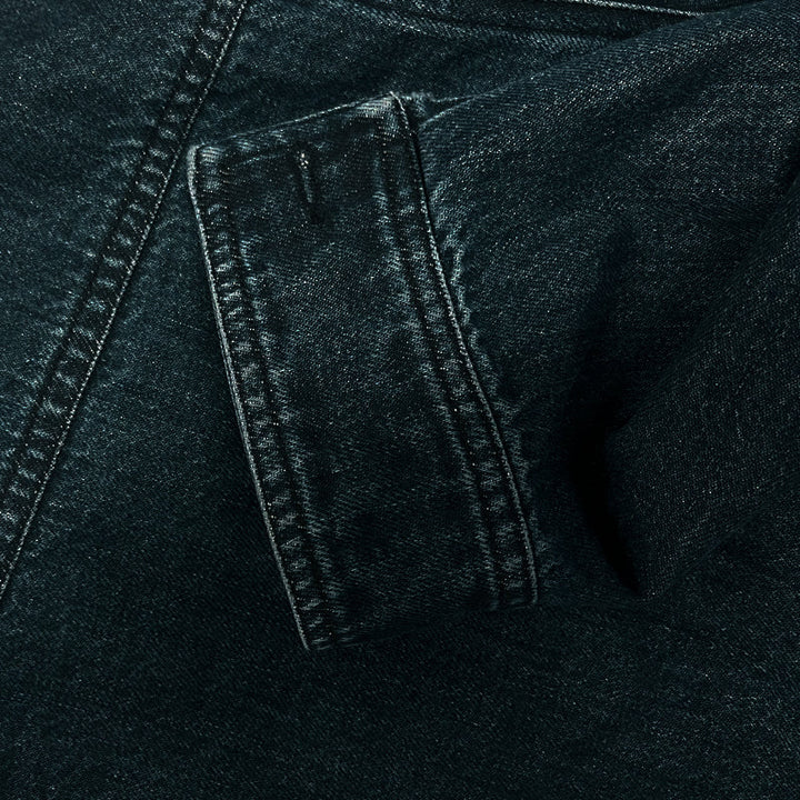 Stylish men's blue vintage biker jacket, stand collar, slim fit, zippered. Perfect mid-season outerwear.
