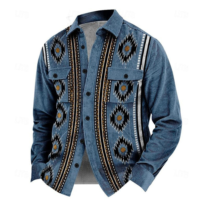 Men's vintage button-up Henri jacket in classic style, perfect for retro fashion & everyday wear.