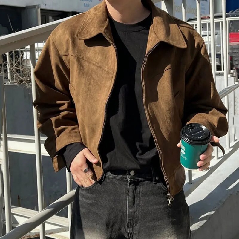 Stylish men's casual zip jacket with a vintage feel, perfect for everyday and smart casual looks.