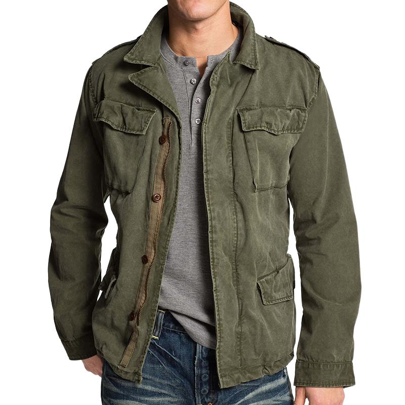 Men's vintage multi-pocket field jacket, perfect mid-season outerwear with military style.
