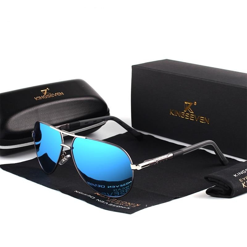 Men's classic vintage polarized sunglasses, aluminum frame, UV400 protection, ideal for summer.