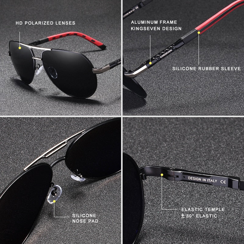 Retro men's sunglasses, polarized lenses, durable aluminum frame for outdoor fashion.