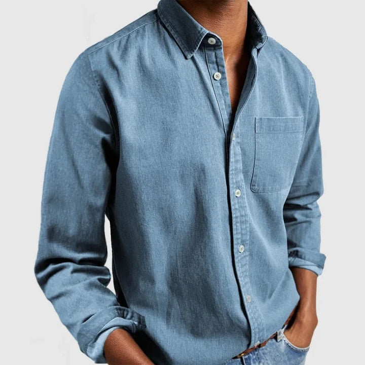 Men's vintage style long sleeve button-down shirt. Perfect for a casual, relaxed everyday look.