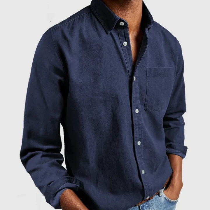Men's fashion long sleeve button-down shirt. Vintage style for a smart casual or everyday outfit.