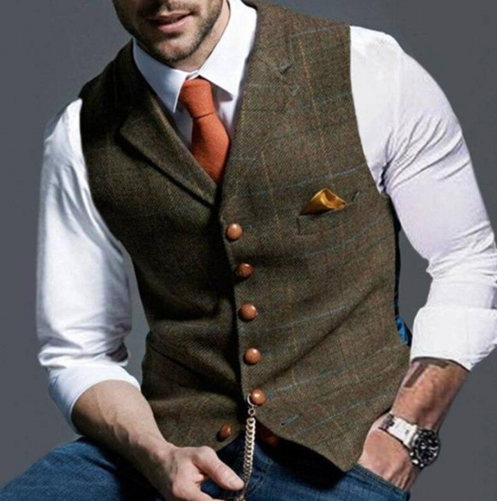 Multi-color vintage vest for men, designed for versatile and stylish layering on any occasion.