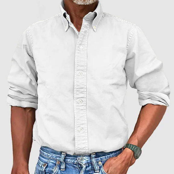 Men's Vintage Wash Button Down Shirt, long sleeve, classic casual style.