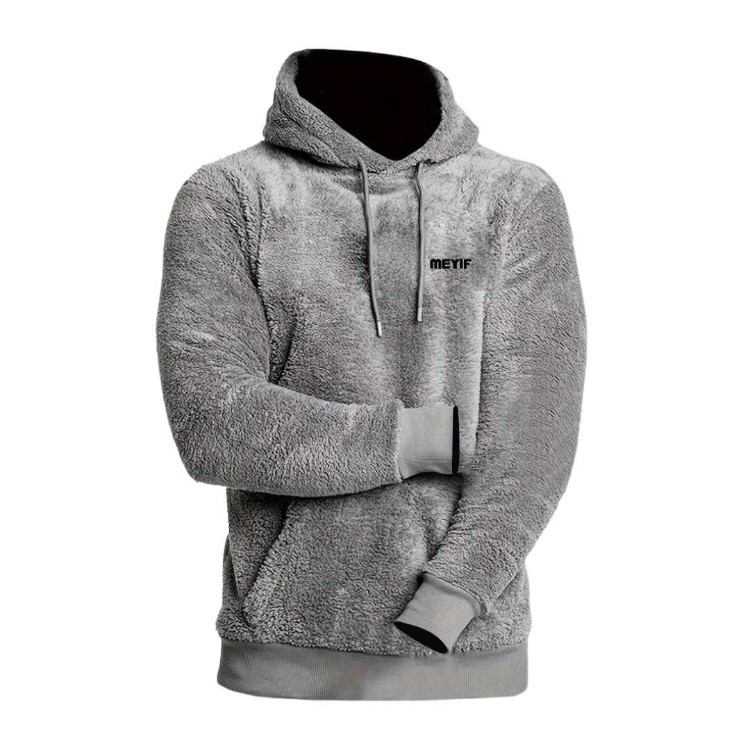 Comfortable men's plush-lined hooded sweatshirt, ideal for warmth and everyday style.
