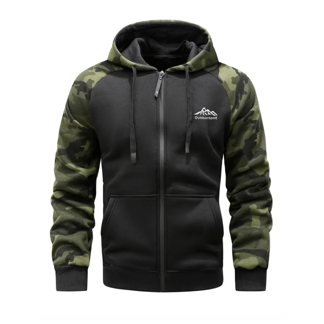 Men's warm camouflage outdoor jacket, perfect for autumn and winter adventures.