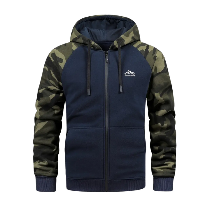 Stylish men's camo fall coat, warm and comfortable, great for casual outdoor fashion.