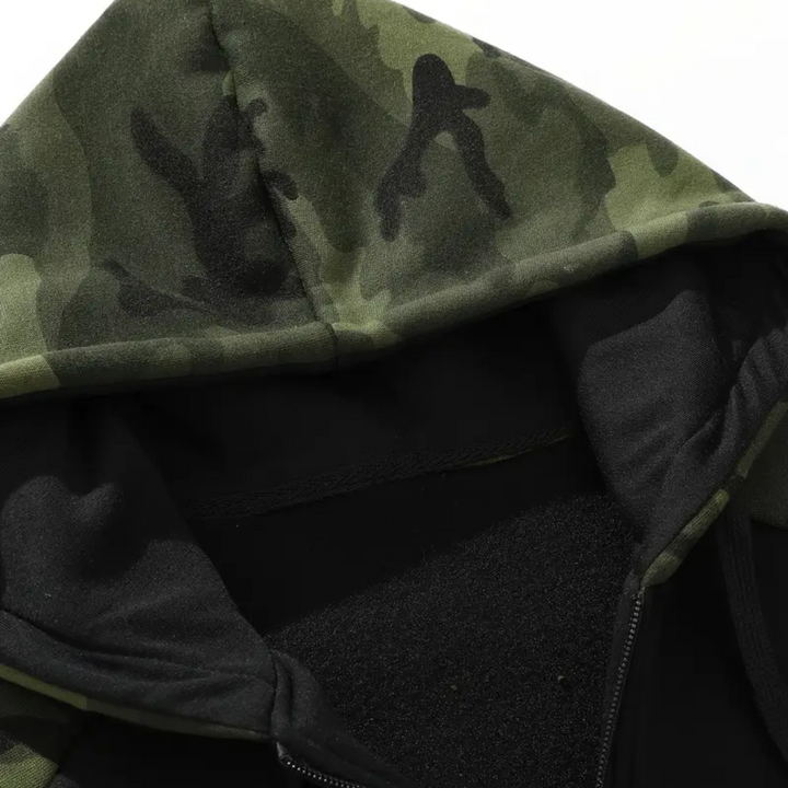 Men's fashion camo zip-up jacket, a cozy fall and winter outerwear for men.