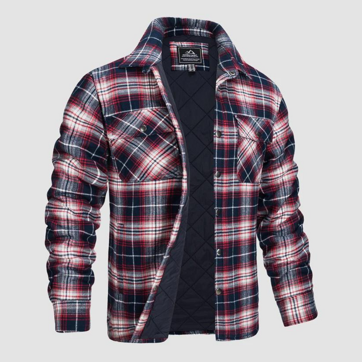 Stay warm with this men's checkered lumberjack jacket, quilted lining, great for winter outdoor fashion.