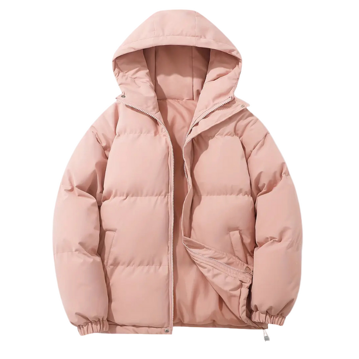 Versatile men's hooded puffer jacket, perfect for cold weather. Warm, stylish, weatherproof outerwear for him.