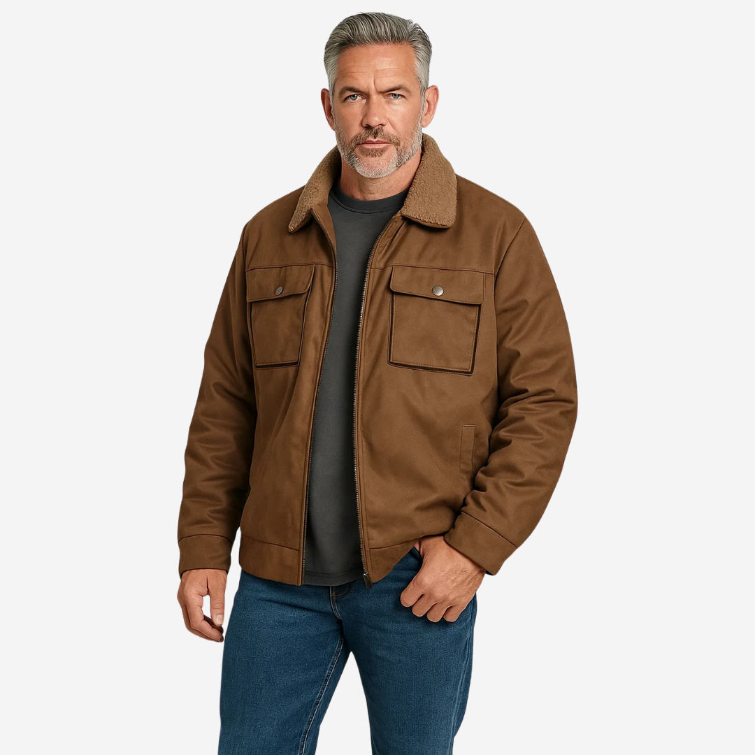 Stylish men's casual outdoor jacket with a classic lapel collar. Ideal for cold weather & everyday wear.