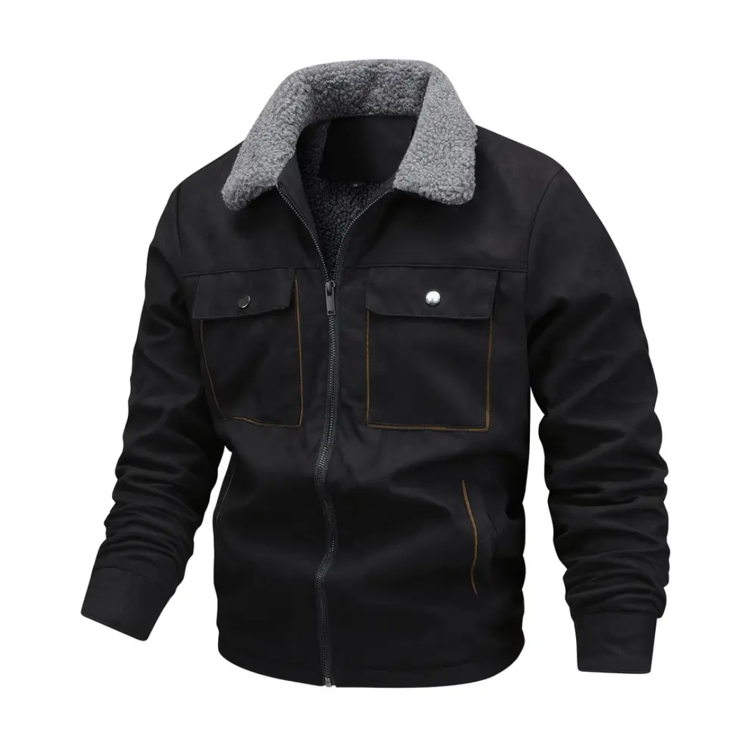 Versatile men's outdoor jacket, warm and comfortable with a stylish lapel collar. Great for casual & winter wear.