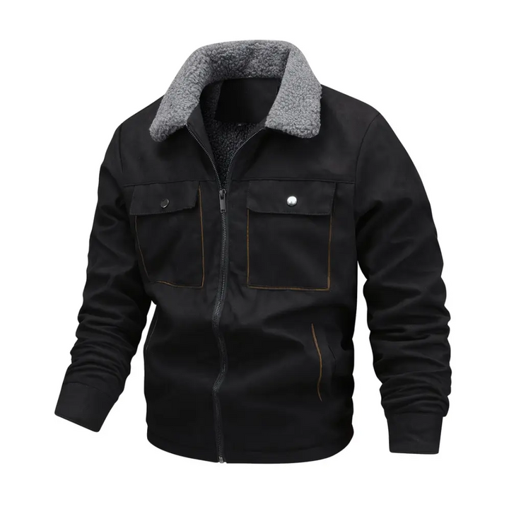 Versatile men's outdoor jacket, warm and comfortable with a stylish lapel collar. Great for casual & winter wear.