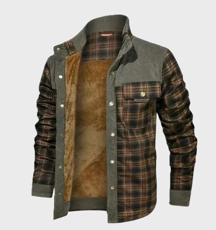 Men's insulated plaid flannel winter jacket. Padded, full-zip, and fleece-lined for ultimate warmth.
