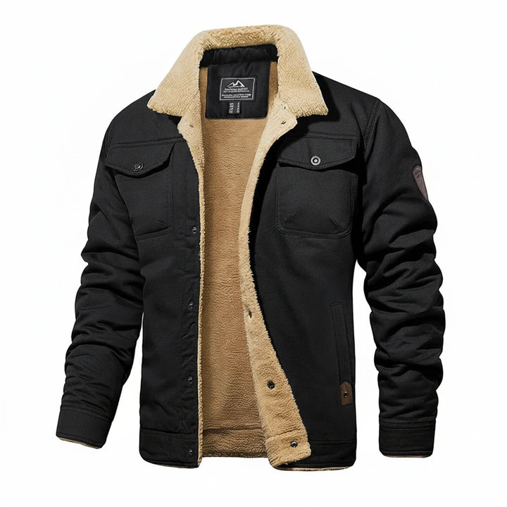 Men's warm winter jacket for cold weather comfort, a stylish outerwear choice with a comfortable fit.