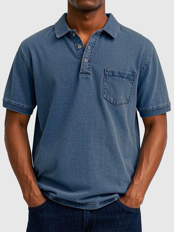 Comfortable men's polo top: Soft, breathable fabric, button-neck design. Great for everyday summer style.