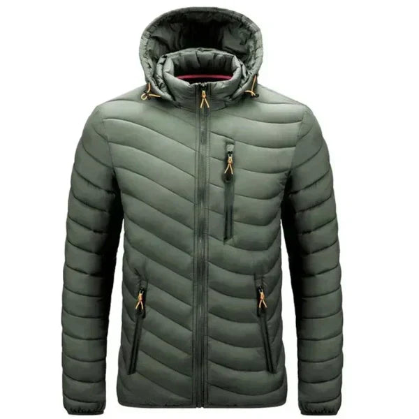 Alaric men's puffer jacket: water-repellent, warm, with a detachable hood for optimal cold weather protection.
