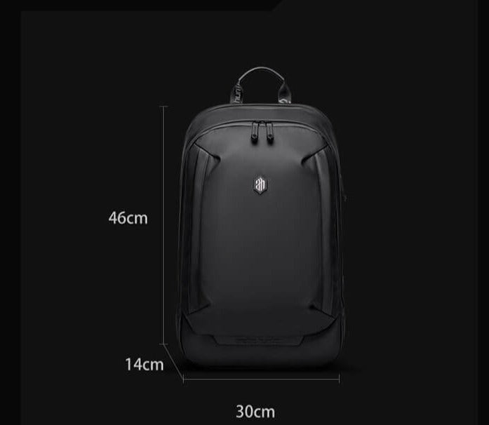 Durable water-resistant fabric of AllCarry anti-theft men's travel backpack, built for rugged outdoor & urban adventures.
