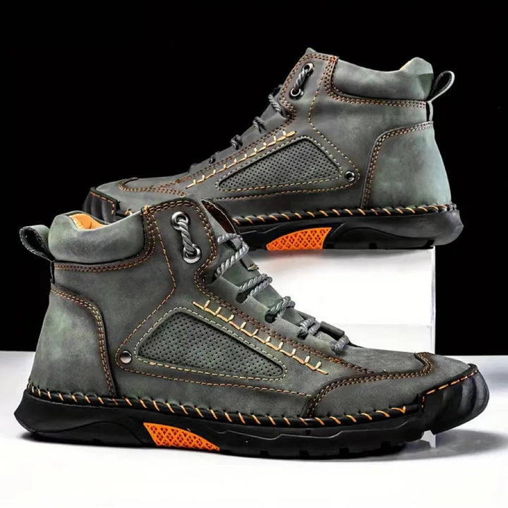 Men's waterproof outdoor footwear with arch support, perfect for hiking and walking trails.