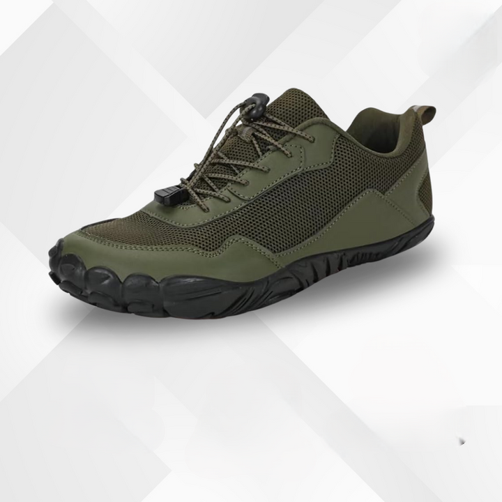Waterproof men's walking shoes with orthopedic support & barefoot comfort. Flexible design for pain relief & outdoor use.