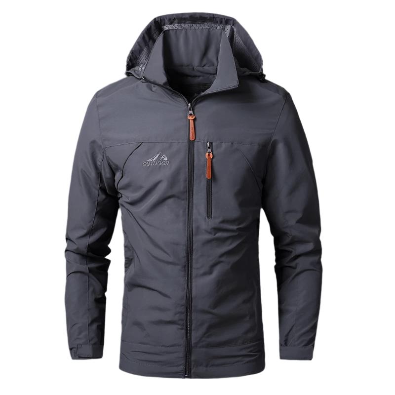 Men's waterproof rain jacket. Windproof & breathable outdoor coat for all seasons, travel & wet weather protection.