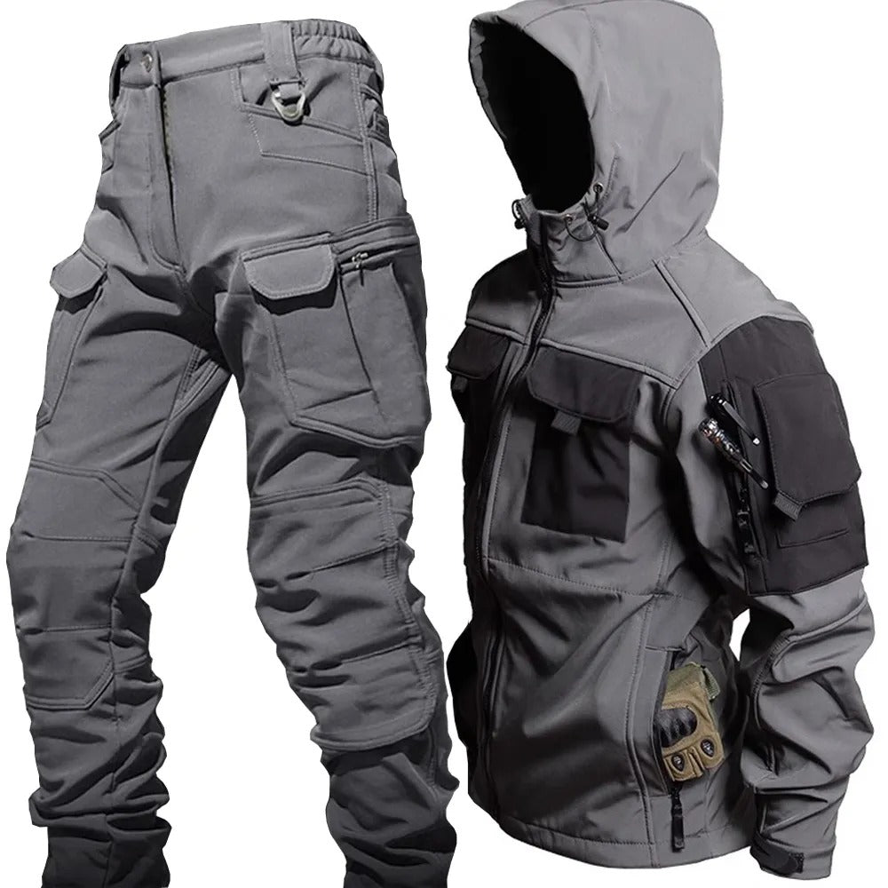 Men's waterproof & windproof outdoor set. Jacket & trousers for hiking, trekking, and extreme weather adventures.