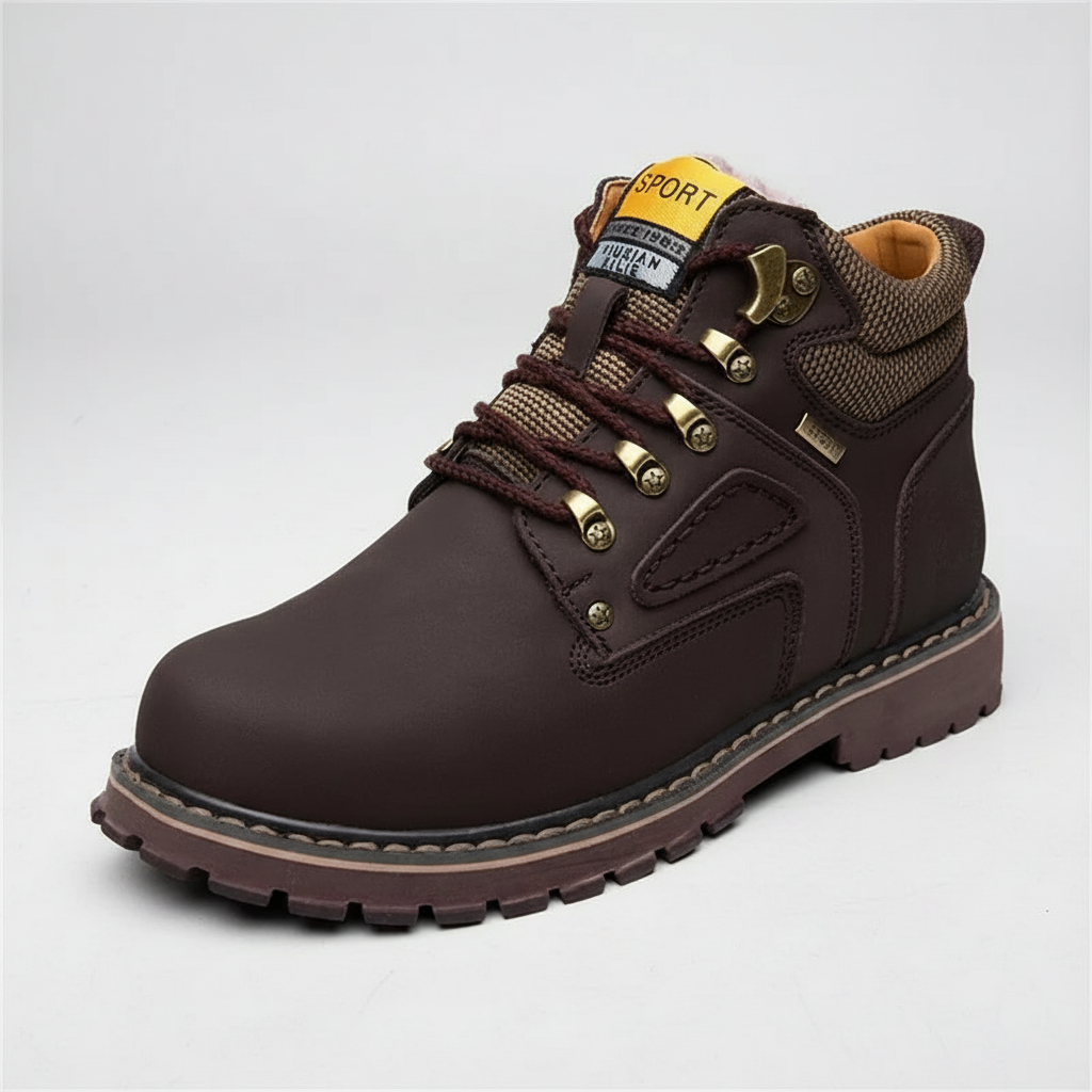 Retro style men's waterproof winter shoes, perfect for cold weather & outdoor comfort.