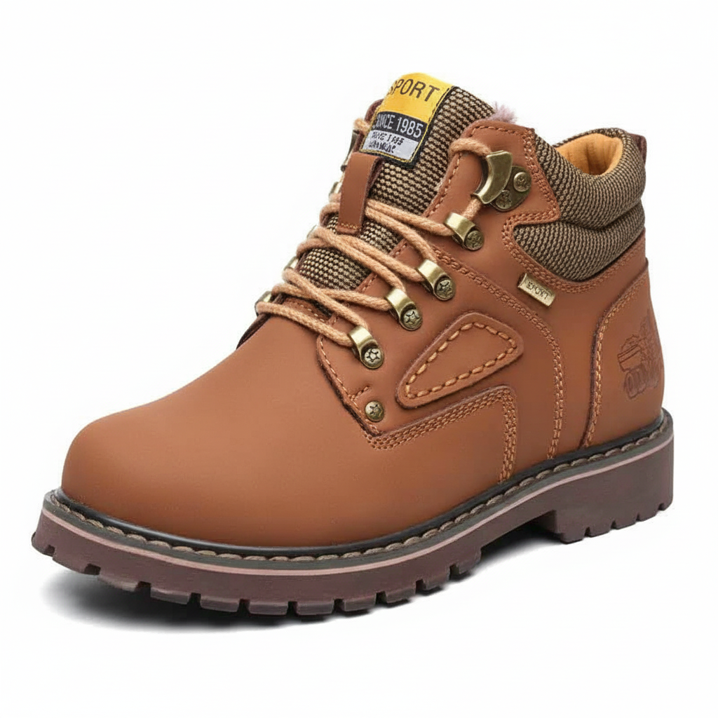 Sturdy men's insulated waterproof winter boots, ensuring warmth and dryness in harsh cold weather.