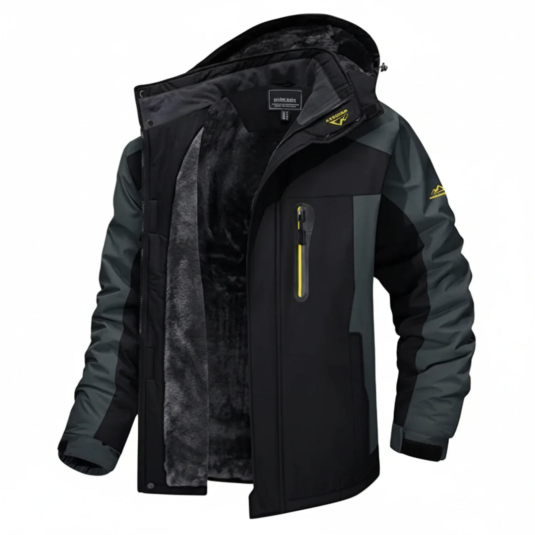 Durable men's multi-pocket outdoor jacket, ideal for cold weather & everyday wear.
