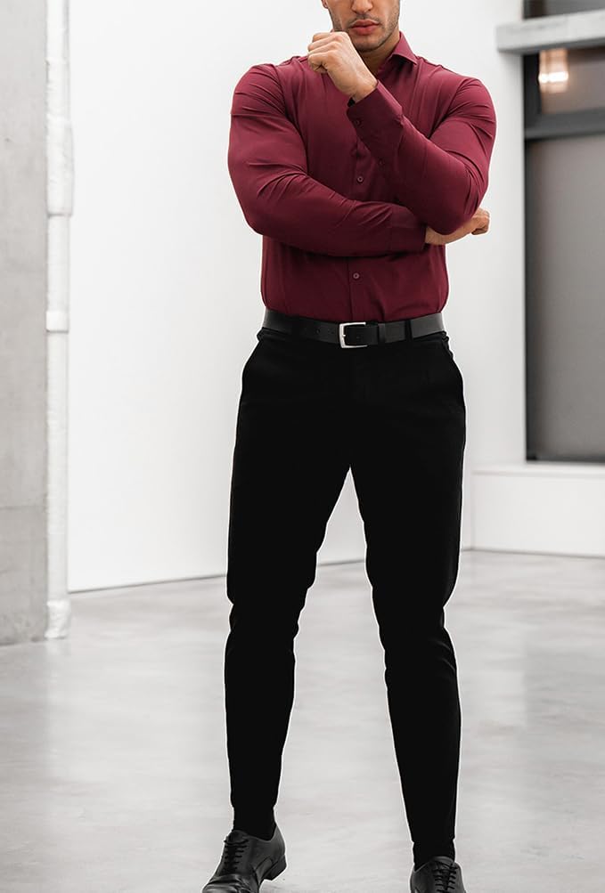 Men's Casual & Formal Slim Fit Dress Shirt, comfortable & wrinkle-free.