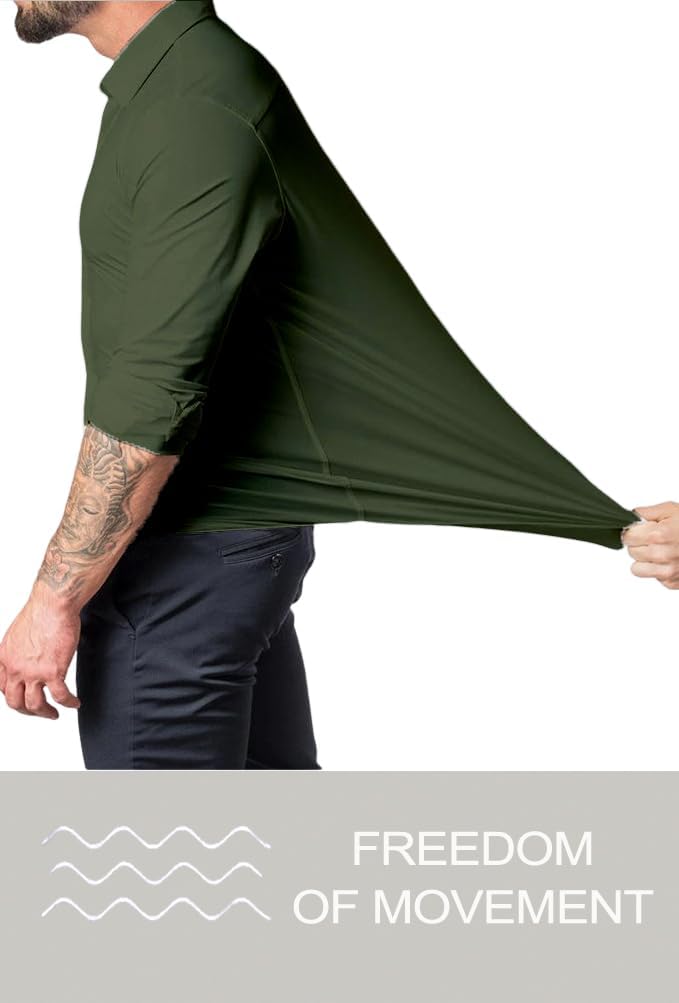Men's Office Wear Slim Fit Dress Shirt, stylish, no-iron required.