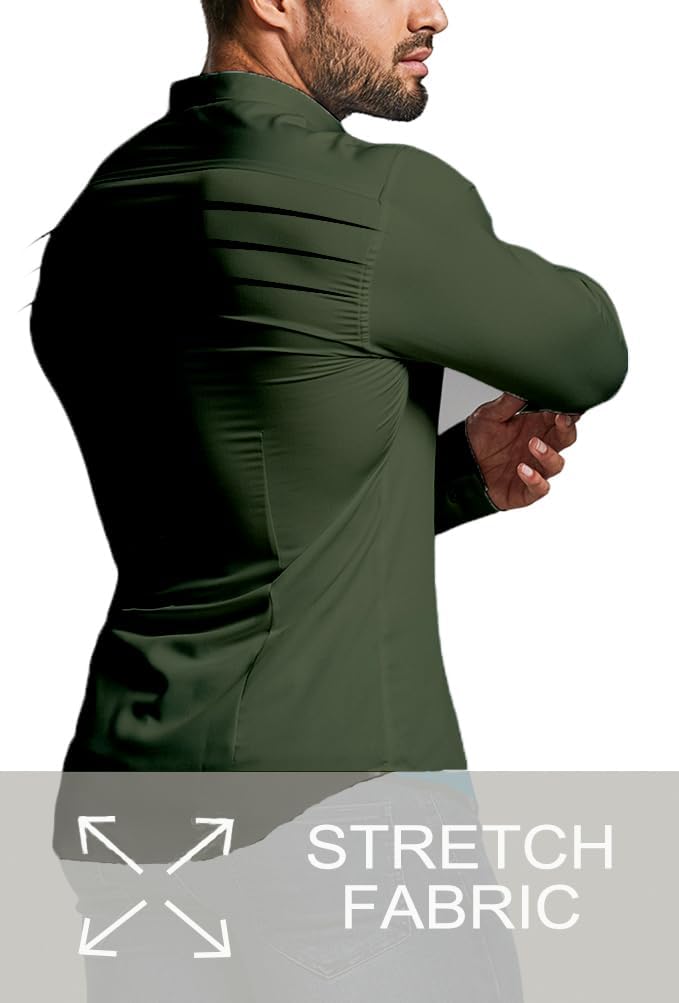 Men's Stretch Slim Fit Dress Shirt, long sleeve, wrinkle-free finish.