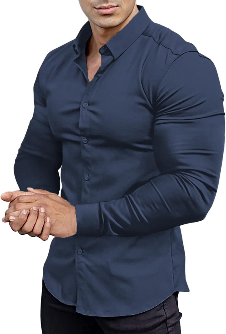 David Men's Slim Fit Dress Shirt, wrinkle-free, perfect for the office.