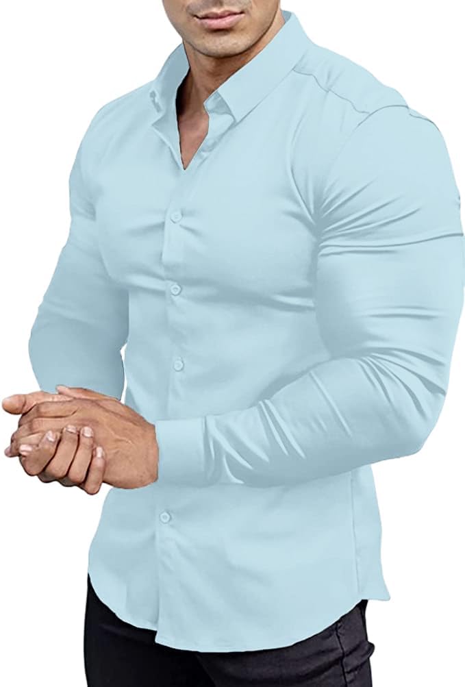 Men's Long Sleeve Dress Shirt, slim fit, wrinkle-free, office essential.