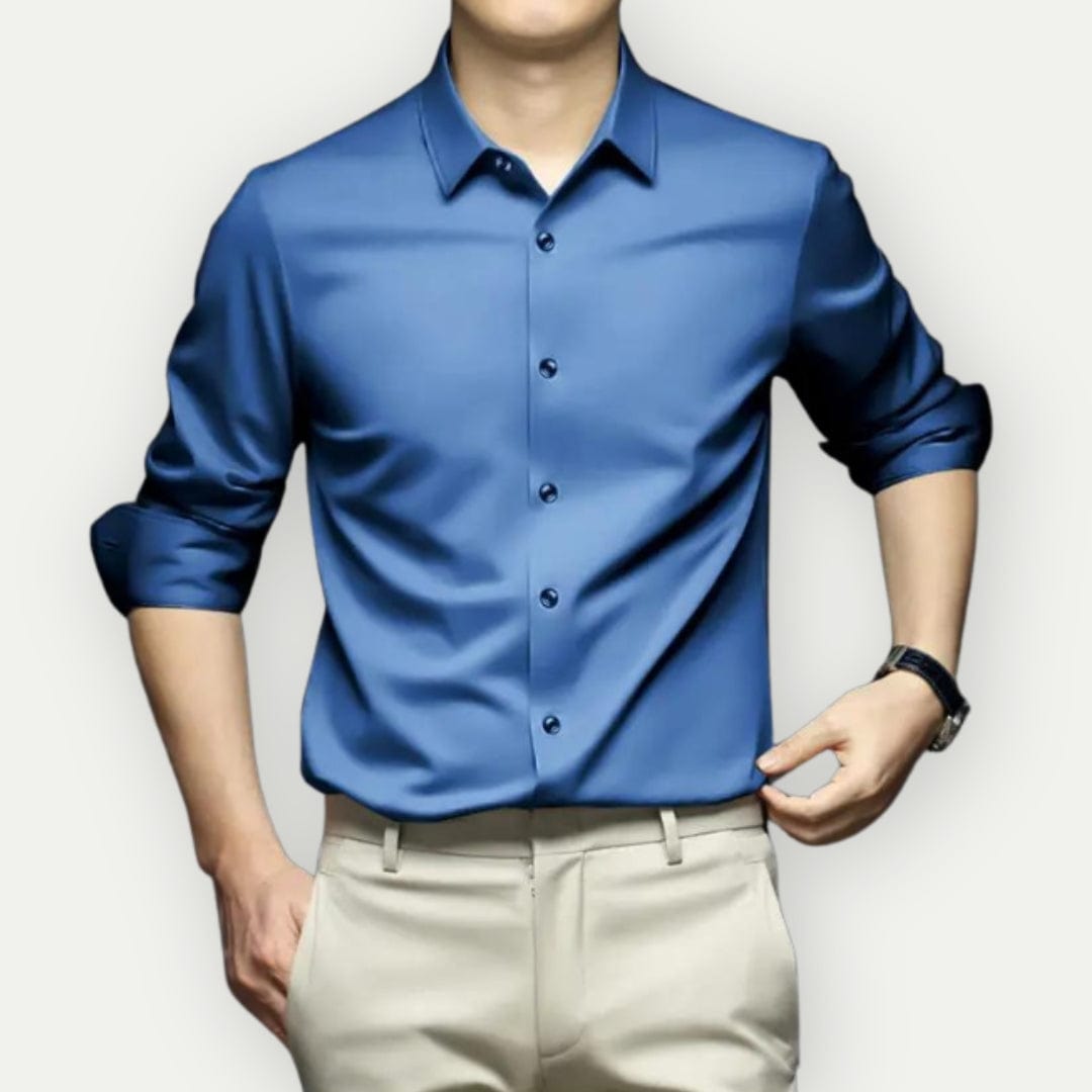 Stylish men's long sleeve dress shirt, wrinkle-free and easy care. Perfect for casual or business attire.