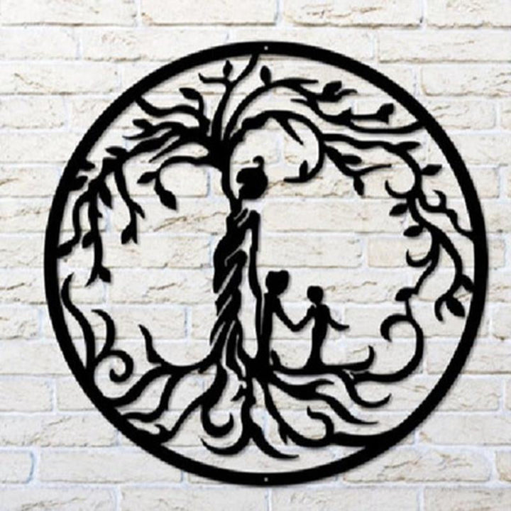 Tree of Life metal sculpture wall decor, hand-crafted iron art, celebrating family and nature's beauty