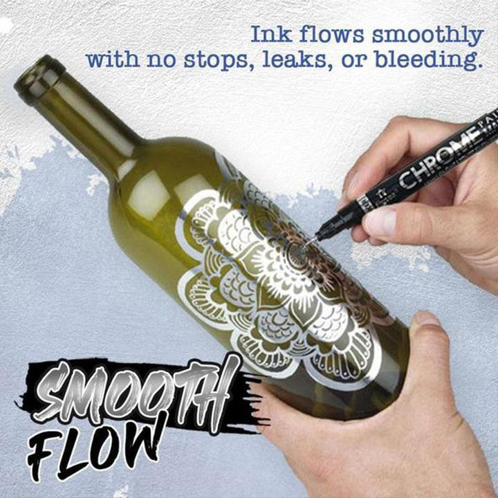 Hand holding a Metallic Liquid Mirror Chrome Marker, ready for impressive DIY projects and art.