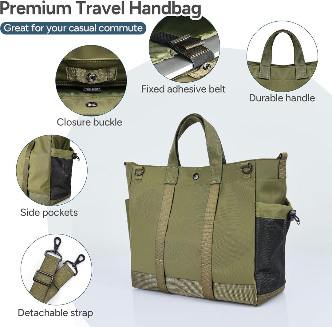 Interior view of MetroCarry organized laptop tote bag, highlighting various compartments and storage.