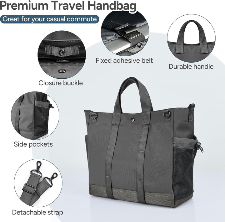 Unisex commuter laptop tote bag by MetroCarry, offering multiple compartments & an adjustable crossbody strap.