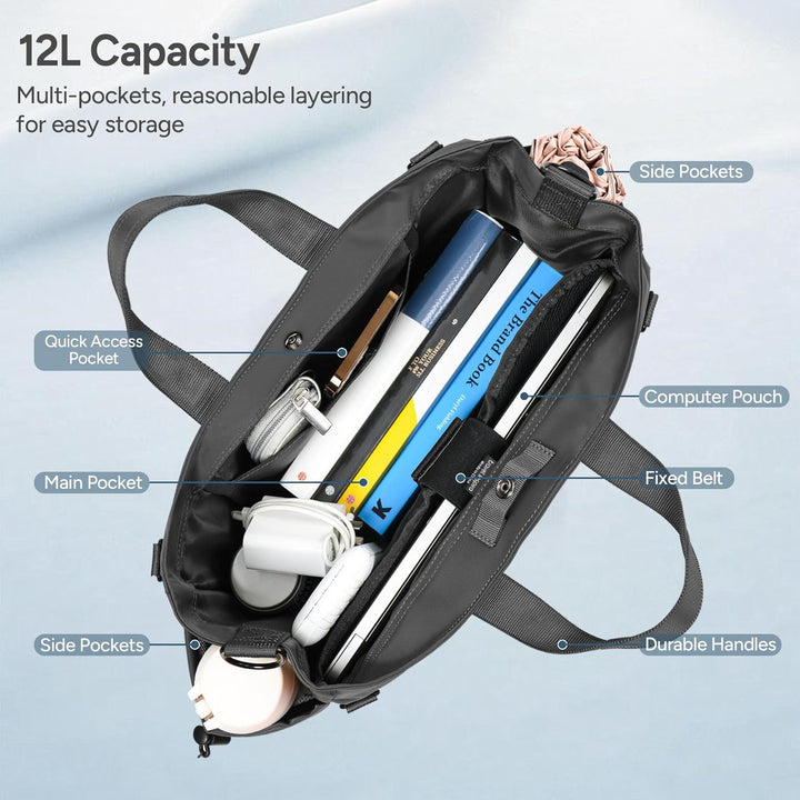 MetroCarry organized business tote bag, a tech accessory for laptops with an adjustable shoulder strap.