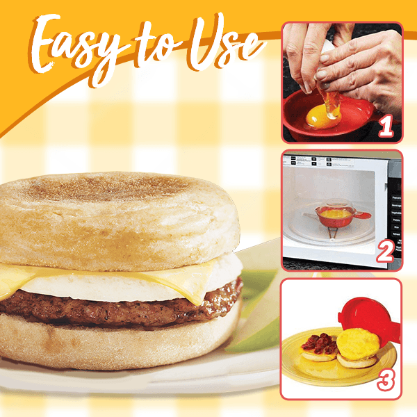 Non-stick microwave egg cooker, perfect for quick breakfast sandwich prep. Essential cooking tool.