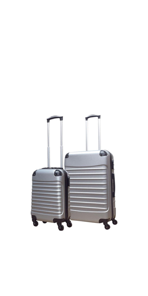 Milano Silver 2-piece hard-shell luggage set for secure & stylish travel. Durable suitcases with smooth wheels.
