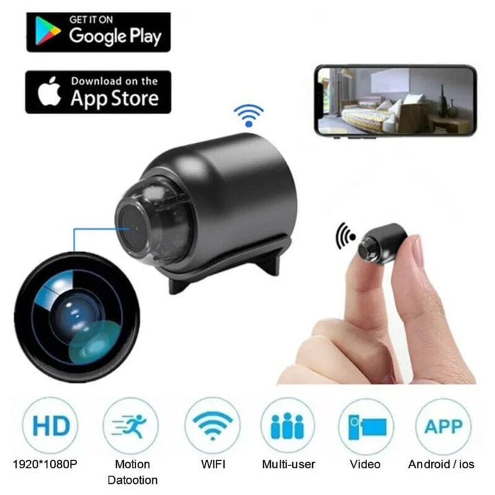 Mini 1080P HD wireless security camera for discreet home monitoring and pet surveillance.