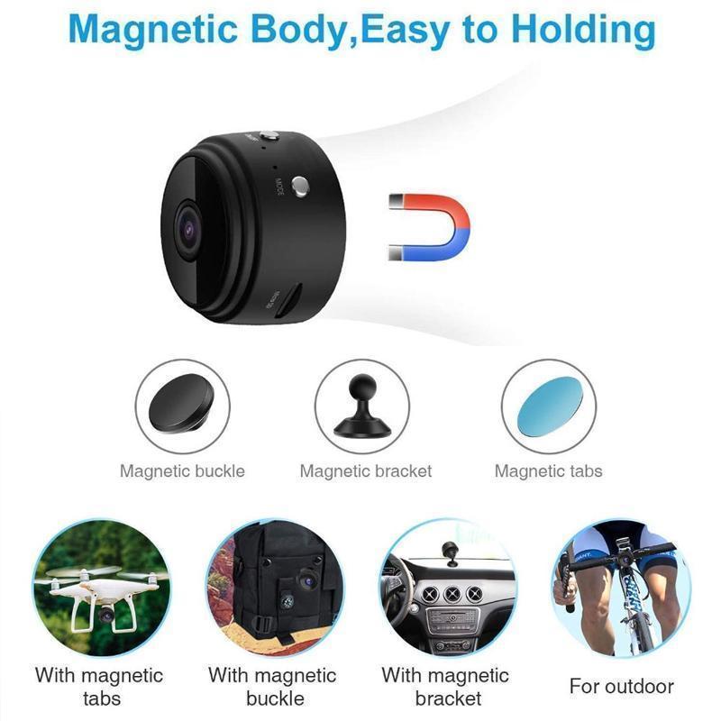 High-definition 1080p mini camera, magnetic and wireless, perfect for robust home security