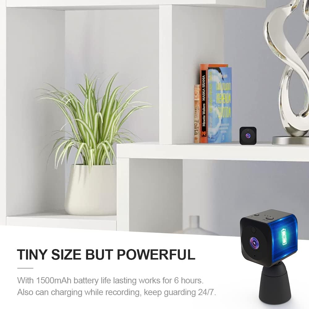 Tiny 4K WiFi hidden security camera for indoor use, offering night vision & remote access for smart home surveillance.