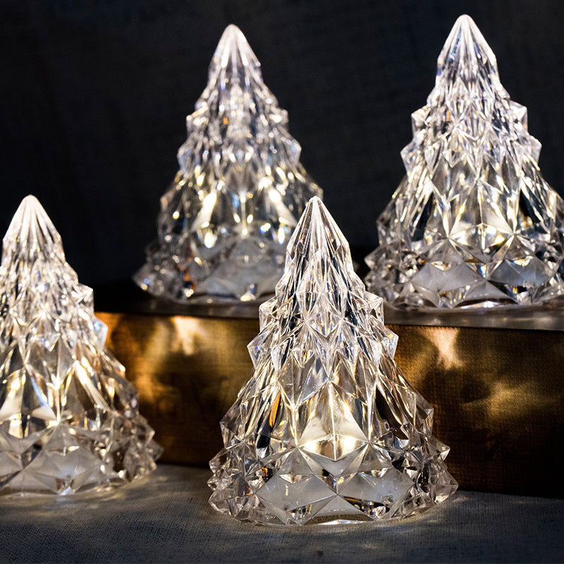 Decorative LED crystal Christmas tree night light, ideal for holiday home decor