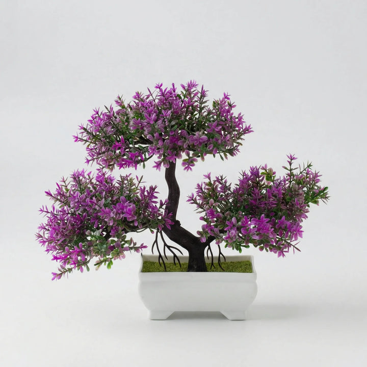 Elegant mini sculpted tree, artificial indoor plant for maintenance-free home decor.