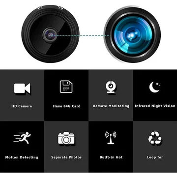 HD mini wireless security camera with night vision & motion detection for comprehensive home surveillance.
